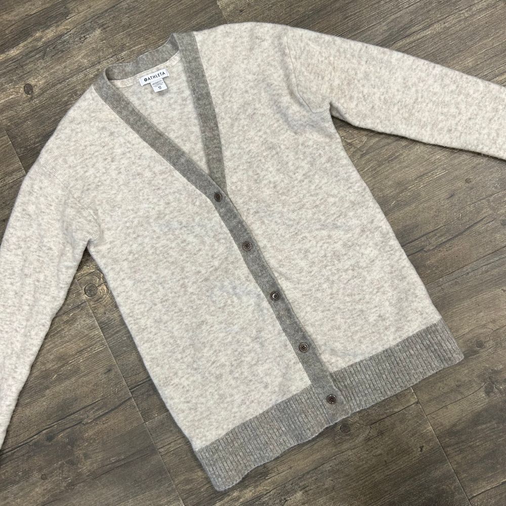 Athleta Westlake Cardigan Sweater Toasted Brown Heather Women Size XS Wool Blend